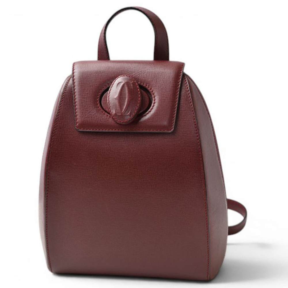 Cartier backpack, Must de bag, leather, burgundy.